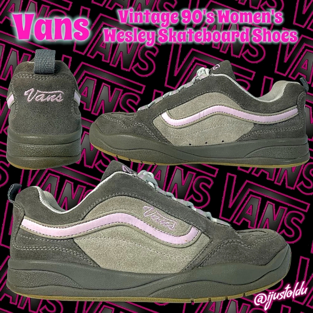 Vans Wesley Suede Skateboard Shoes Vintage 90's | W Size 8 | Gray/Pink 45893-73